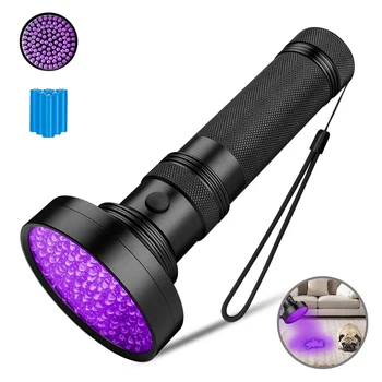 

100LEDs UV Flashlight 395nm Ultra Violets Light Ultraviolet Torch With Tail Rope for Pet Urine Stains Detector Marker Checker