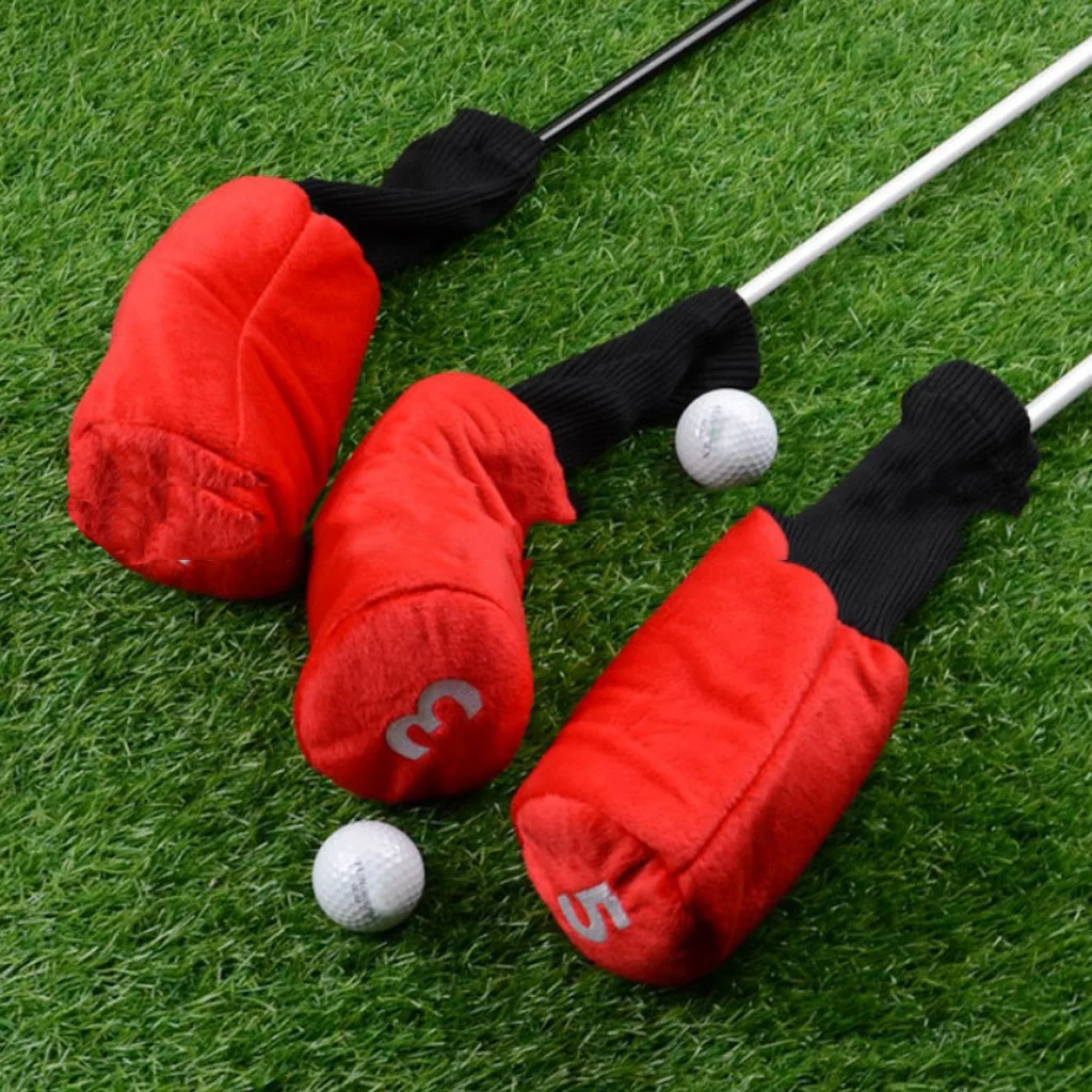 3 Pcs Durable Lightweight Golf Head Black Red Cover Accessories Headcover Protector for Driver Fairway Wood Head Dropshipping