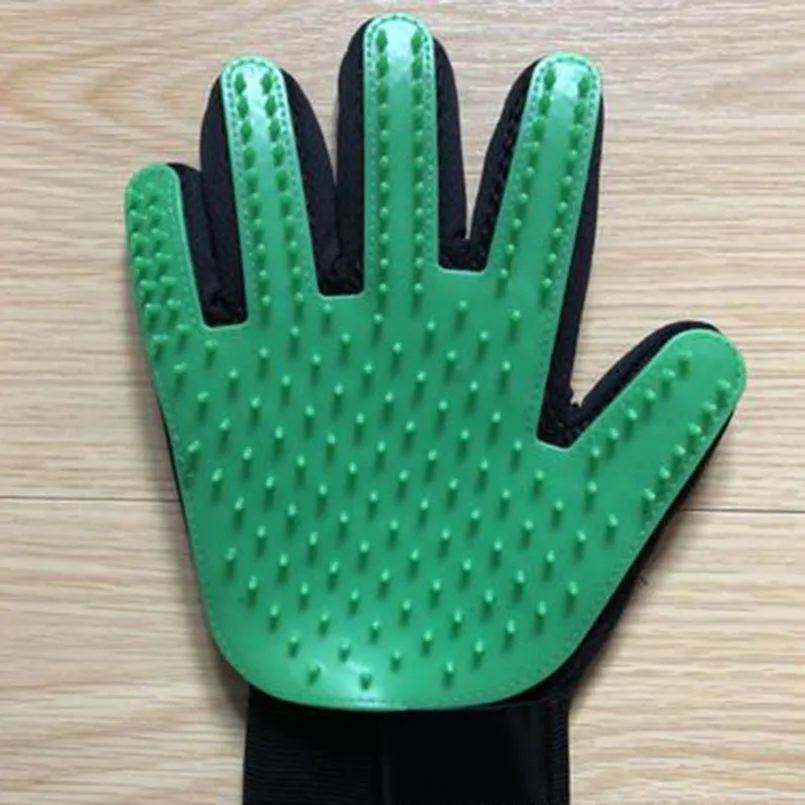 Green right hand Перчатки с синими кистями для чистки животных, кошек, силиконовые перчатки с пальцами для кошек и собак, перчатки для удаления шерсти, перчатки для ухода за кошками - Цвет: Green right hand