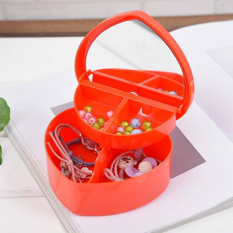 Girls Jewelry Box Heart-shaped children cartoon princess Cosmetic case cosmetics storage box necklace tiara box dressing mirror