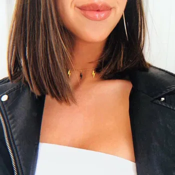 

2020 Lightning Shape Necklace for Women Fashion Gold Link Chain Choker Necklaces collar Charm Neck bijoux femme Jewelry Gift