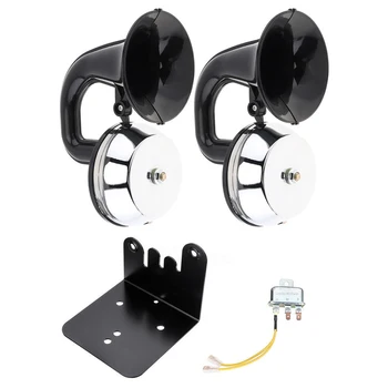 

Electronic Air Horn Auto Parts Super Loud Coach Bus 12V 24V Dual Trumpet Universal Fit Modern Van Car Styling Direct Replacement