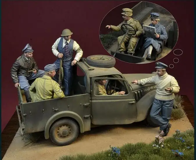 Сборный Набор фигурок из смолы в масштабе 1/35 парные Бумажные (6 не включая