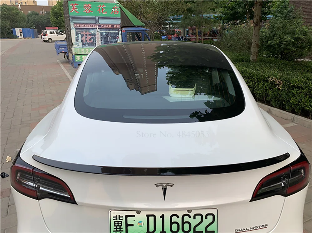 Для новой модели Tesla 3 спойлер из углеволокна автомобильные аксессуары высокого качества настоящий багажник губы черный спойлер крыло