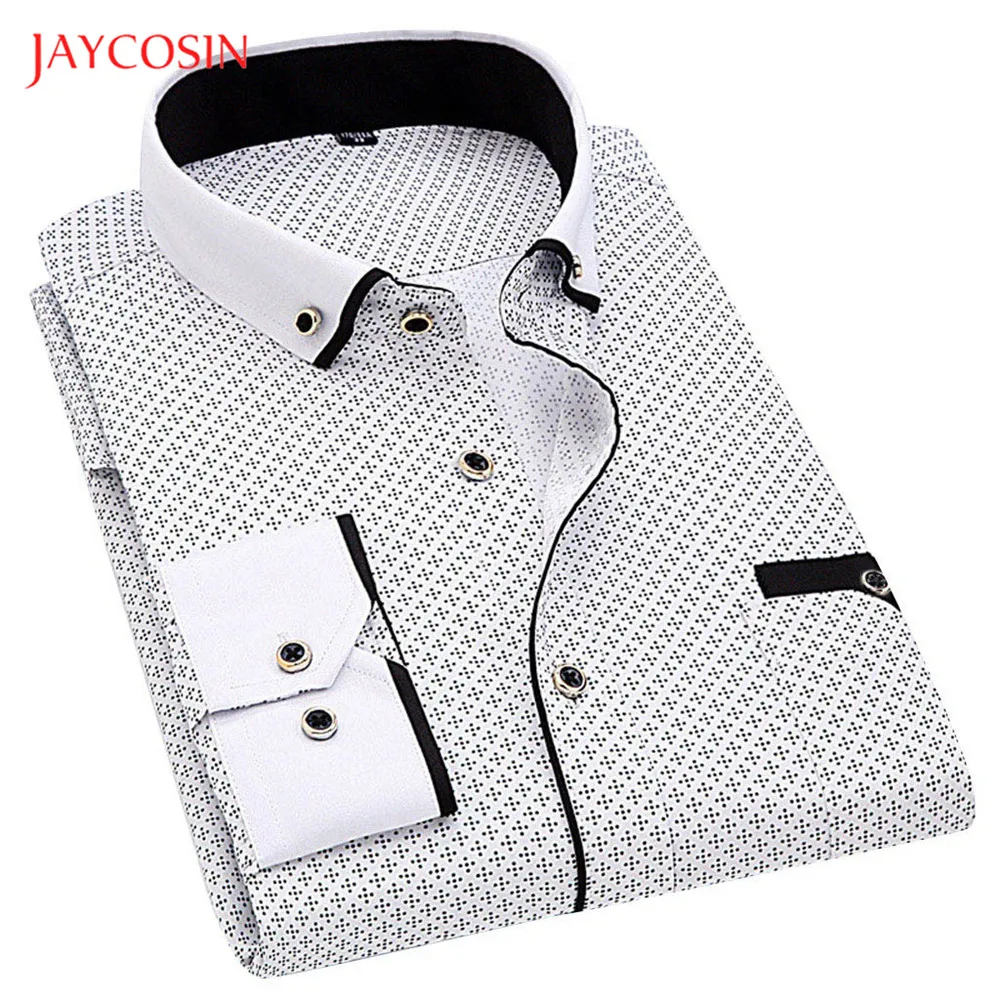 Joycosin, осенне-зимняя мужская рубашка, Повседневная модная мужская одежда, деловая, волнистая, с карманами, с длинным рукавом, мужская рубашка на пуговицах