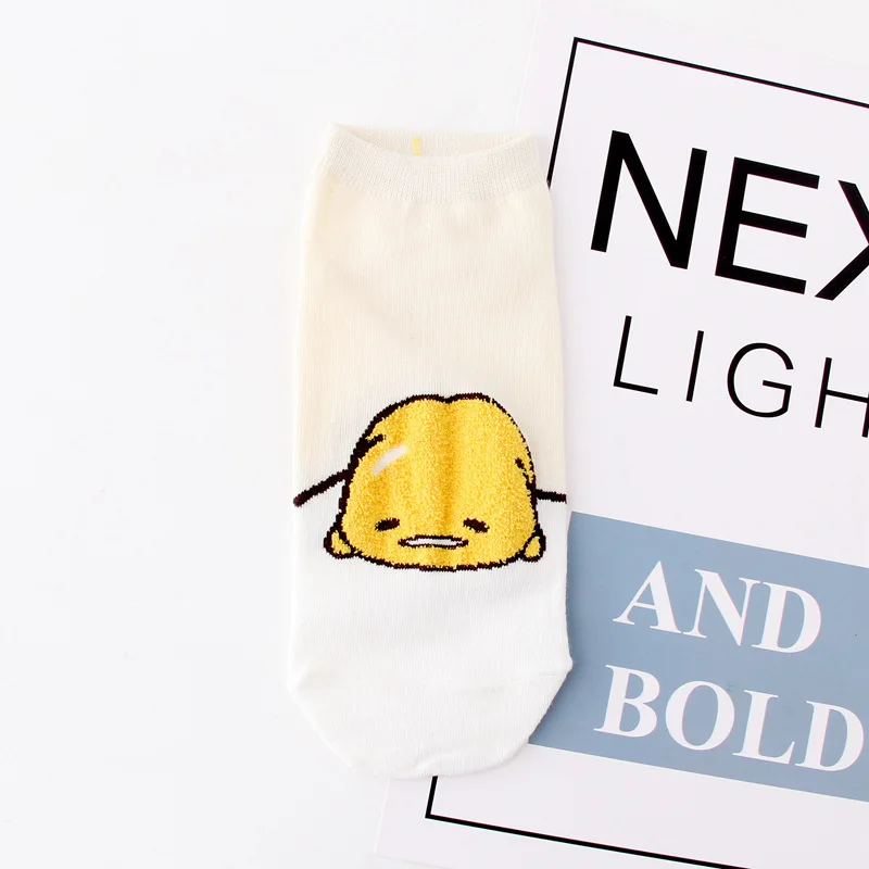 Милые женские носки Gudetama карамельных цветов с героями мультфильмов короткие