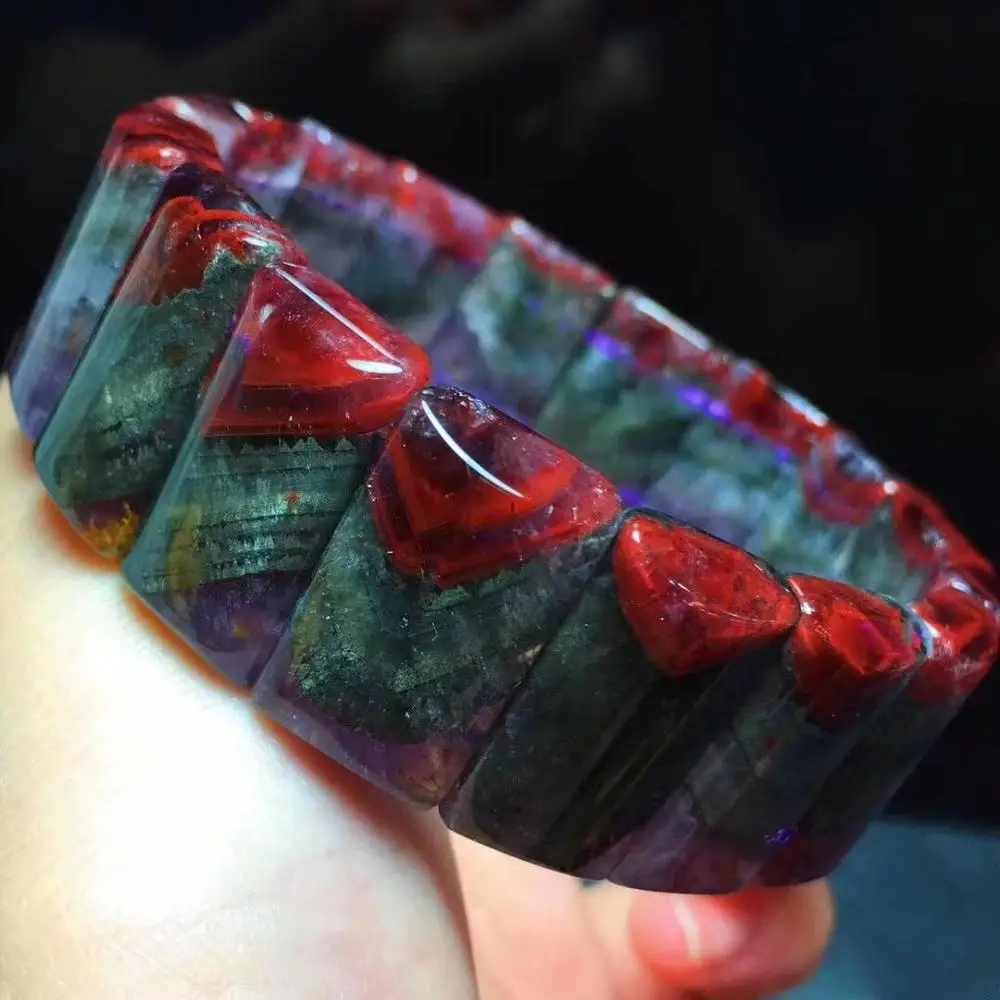 

Top Natural Canada Auralite 23 Bracelet For Women Man 20x10mm Rectangle Beads Reiki Red Purple Gemstone Fashion Jewelry AAAAAA