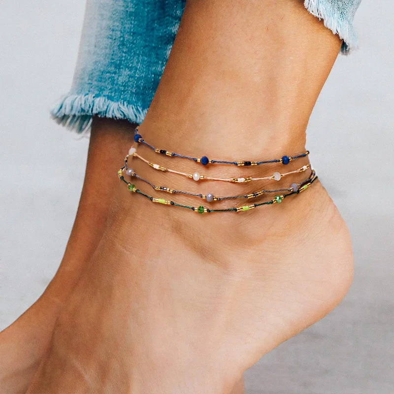 Bohemian Adjustable Colorful Anklet Waterproof Chain Handmade Woven String Beads For Women Friendship Summer Beach Boho Jewelry Bohemian Adjustable Colorful Anklet Waterproof Chain Handmade Woven String Beads For Women Friendship Summer Beach Boho Jewelry