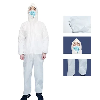 

XL/XXL/XXXL White Non-woven Disposable Isolation Suits Uniform Protective Clothing Bacterial Protection Suit for Men Women