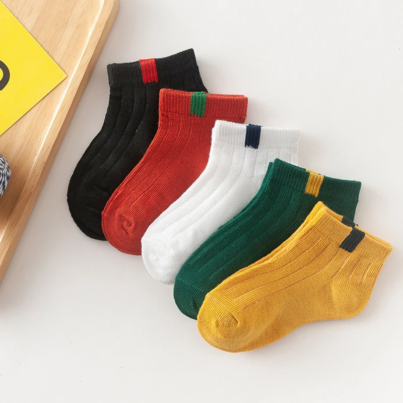 5 par/lote bebé niños niñas suave calcetines de algodón niños de dibujos animados para la escuela Calcetines deporte chica rayas oso calcetín niños 1-10years
