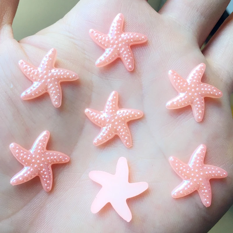 Pink 80 шт 18 мм Сделай Сам Смола Небесно-Голубой плоский с оборота Морская звезда украшение для мобильного телефона свадебное украшение A088 - Цвет: Pink