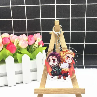 1-12 Аниме Demon Slayer Kimetsu no Yaiba брелок Kamado Tanjirou Nezuko Agatsuma Zenitsu Rengoku Kyoujurou cute fun акриловое кольцо для ключей - Цвет: 1-12