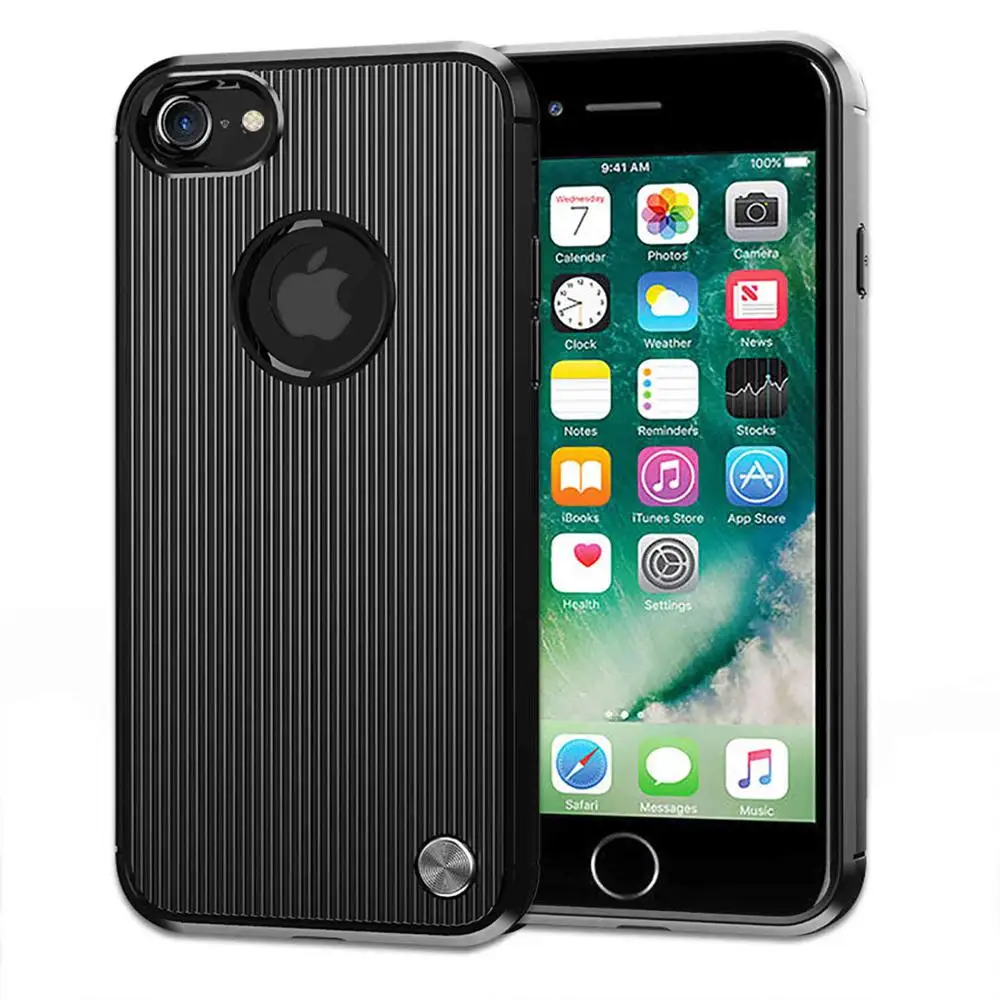 Чехол для Apple iPhone 8, TPU материал из углеродного волокна, удобный, против царапин и падения Чехол для Apple iPhone 8 - Цвет: Черный
