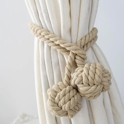 Cotton Rope Braided Curtain Tieback Tassel Cotton Rope Tie Backs with Balls American Pastoral Style 1 Piece - Цвет: 9