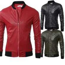 Мужское кожаное пальто модное бейсбольное дизайнерское одноцветное короткое кожаное пальто Мужская куртка стильное локомотивное кожаное пальто T