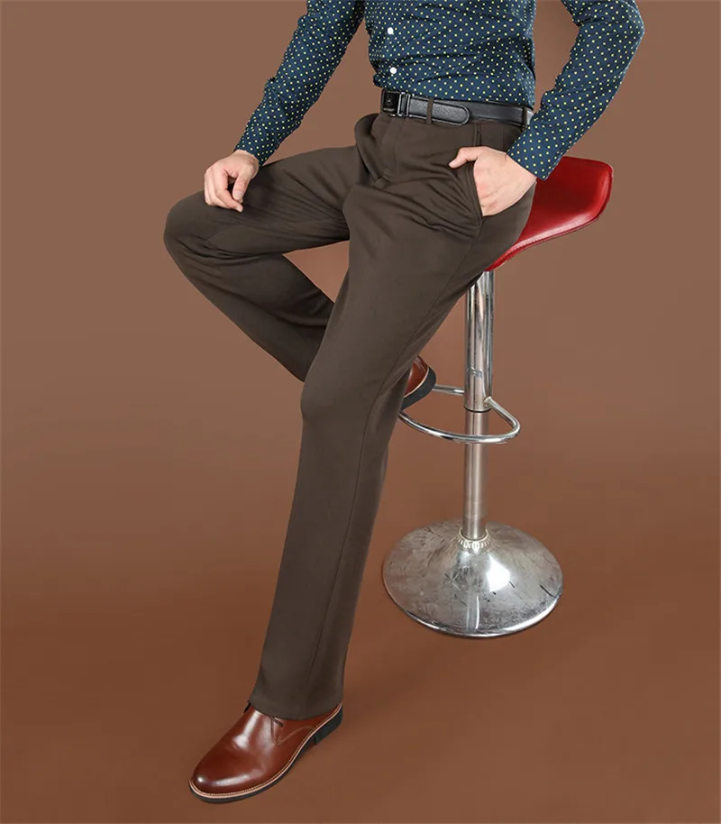 

Men Fleece Long 50% Off Men' s Suit Winter Thicken Business Casual Work Pants For Male Straight Trouser