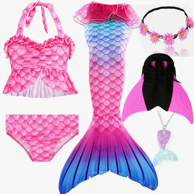 2019-4PCS-Set-Hds-Girls-Mermaid-Tails-with-Fin-Swimsuit-Bikini-Bathing-Suit-Dress-for.jpg_640x640 (3)_副本