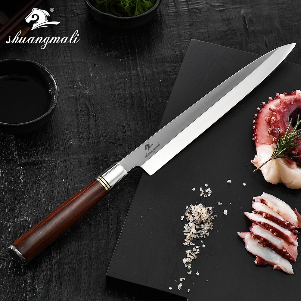 Высокое качество 10 дюймов суши Ножи японский Yanagiba лосось нож Германия 1,4116 Сталь с сиамский ручка