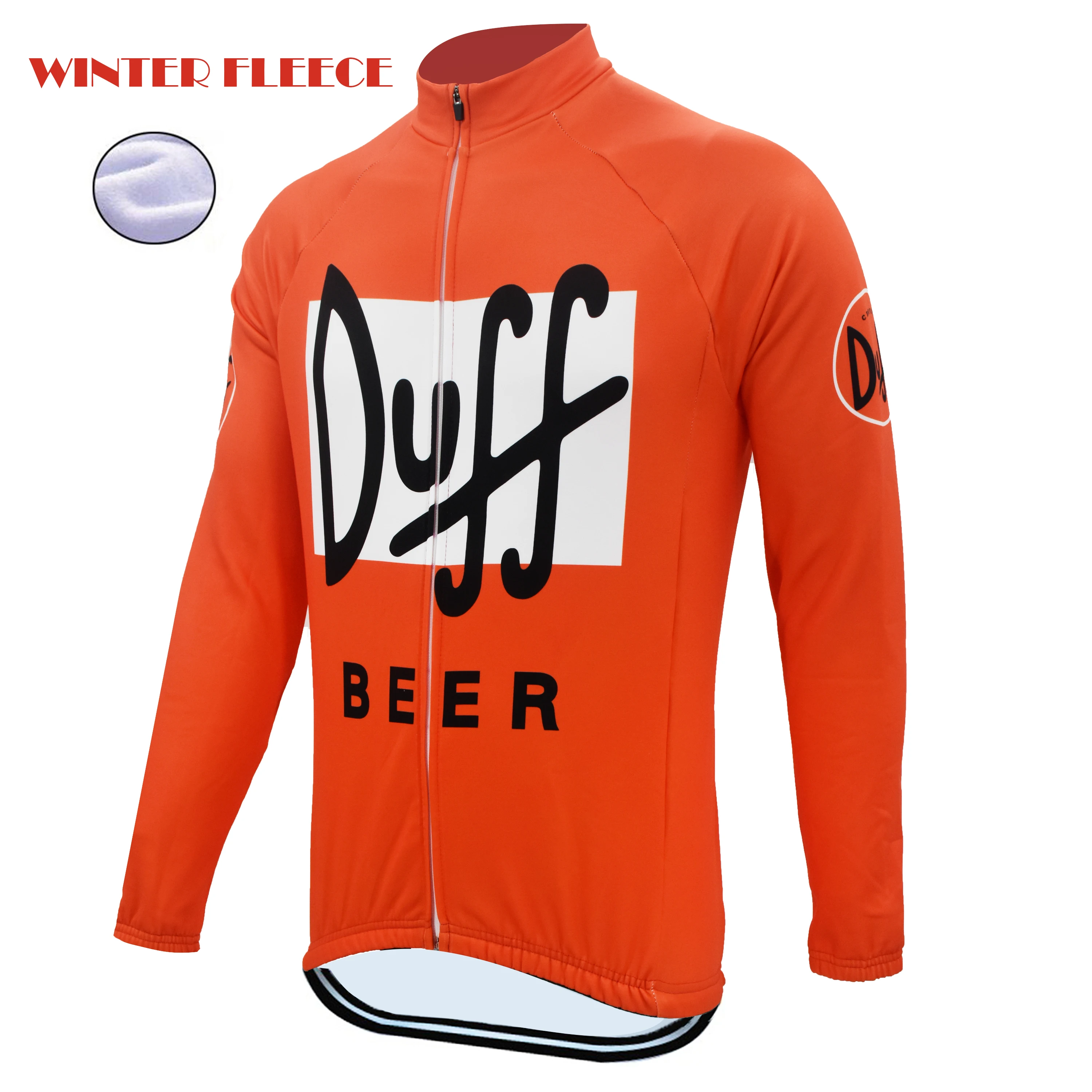 Duff men orange white cycling jersery long sleeve retro bike winter fleece wool & no fleece bicycle clothing schlafly autumn