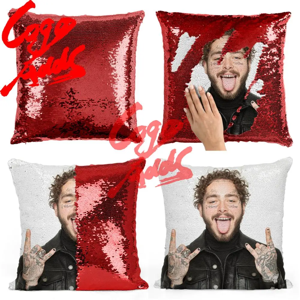 Post Malone Подушка с блестками | наволочка с блестками | два подушка в виде елки | гипоаллергенный браслет, прекрасный подарок для девушки, | подарок для Него | подушка | Магическая подушка