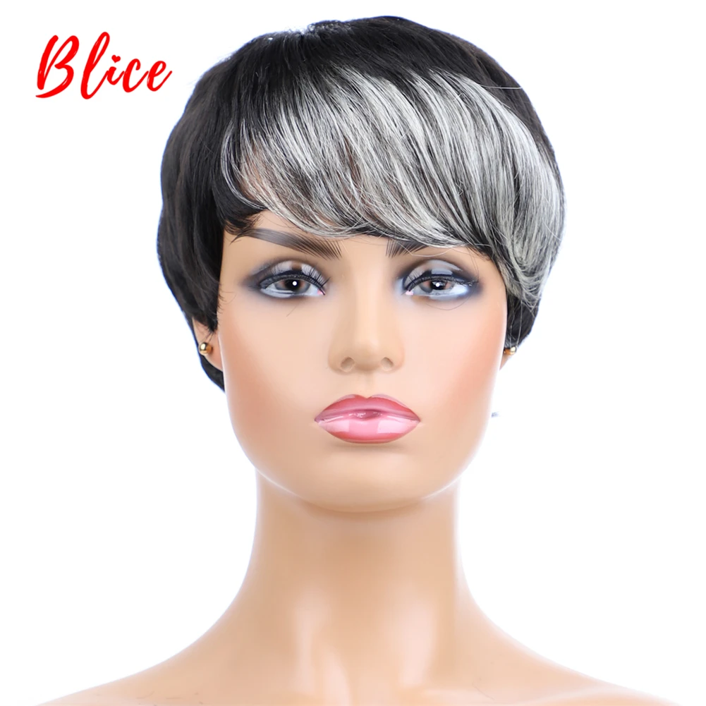 Blice Synthetic Hair Wigs 4 Inch Short Wavy Wigs For Black Women Free Shipping Heat Resistant Mix Color 2/613 Wig