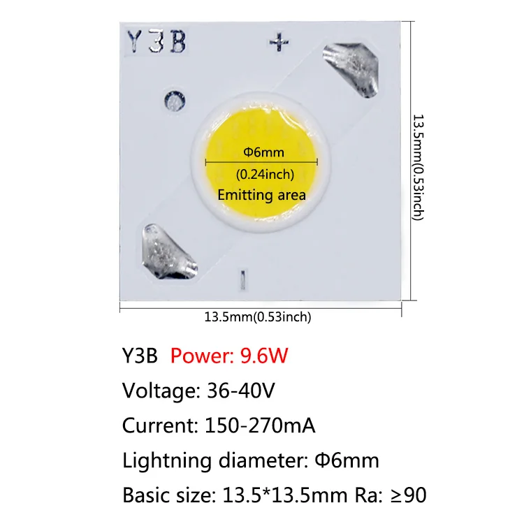 Y3B 9.6W Фонарь10в 18В 21 Вт 37 50 Вт 80 Вт 100 Вт 172 Вт 300 Вт Высокая плотность светодиодный COB светодиодный лампы Чип небольшой Размеры чип лампа умная интегральная микросхема для Светодиодный свет "сделай сам" - Испускаемый цвет: Y3B 9.6W