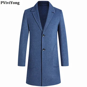 

PViviYong 2019 new arrival winter high quality Double-sided cloth wool coat men ,double-breasted jacket men long parka 8882
