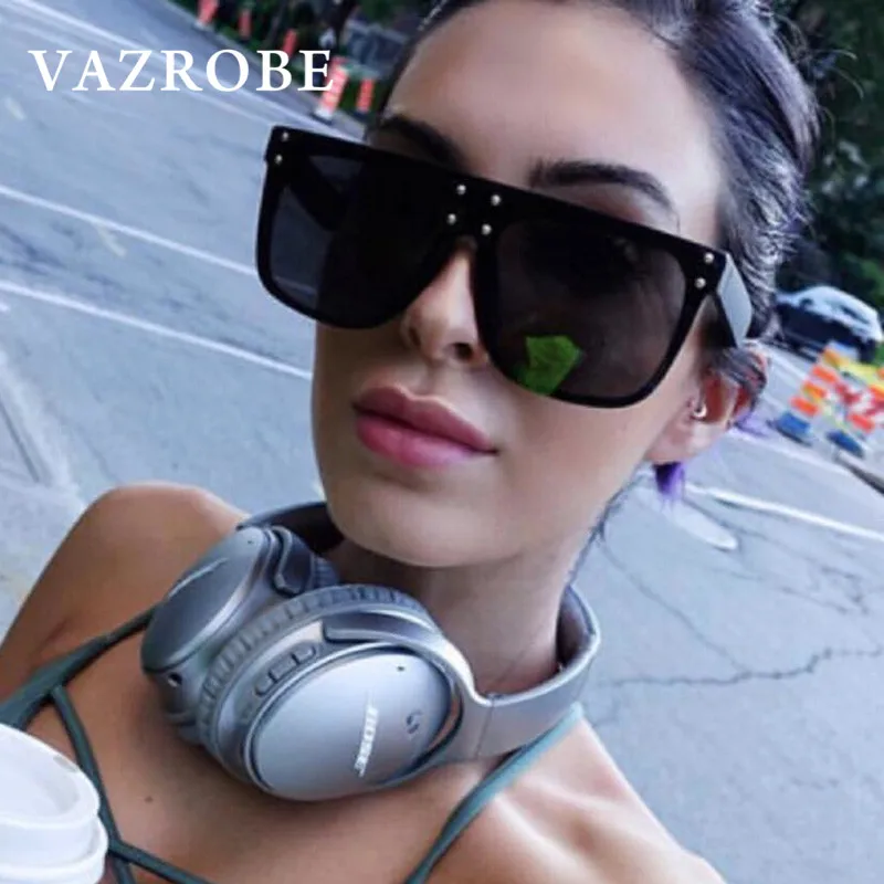 Vazrobe, негабаритные солнцезащитные очки для женщин, большой Ким Кардашьян, солнцезащитные очки для женщин, модный дизайн, черная звезда, 80 s,, панк, леопард