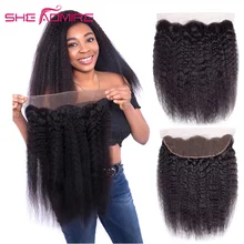 14-24 Inch Kinky Straight 2X6 4X4 5X5 6X6 Lace Closure Pre Plucked Yaki Human Hair 13X4 Frontal Free/Middle Part On Sale