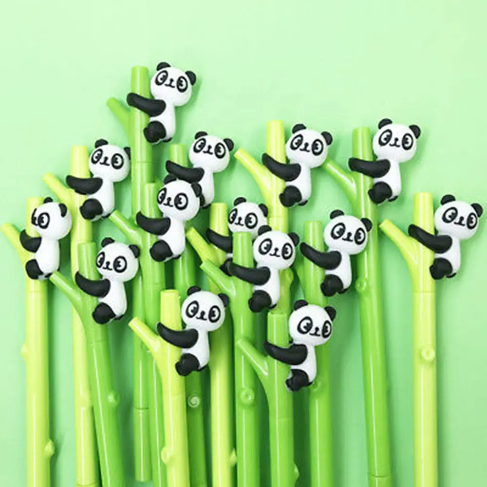 Cartoon Cute Panda Bamboo Gel Pen 0.5mm Black Plastics Neutral Pen Kawaii Stationery Gift Office School Supplies