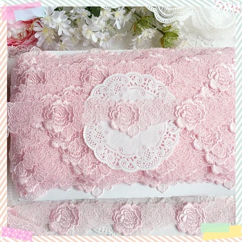 

4.8cm 1.89inch wide -5yards/lot DIY Craft Accessories Lovely Pink Embroidered Tulle Lace Trim for Garment Decoration