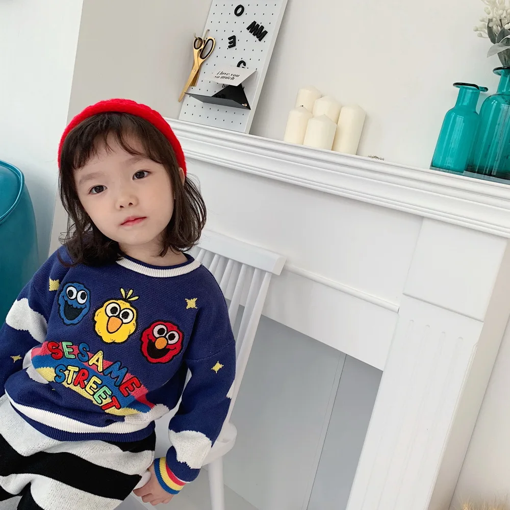 Tonytaobaby/детская одежда; плюшевый свитер с милым рисунком радуги; плюшевый утепленный Хлопковый вязаный свитер с вышивкой