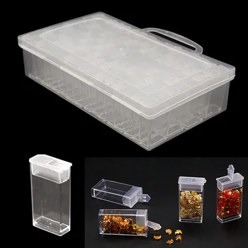 

Transparent 64 Grids Jewelry Storage Box Nail Art Organizer Case Pearl Display Container Holder Case Beads Organizer Bins Gifts