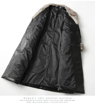 

Women Genuine Leather Jacket Winter Down Coats Natural Mink Fur Collar 2020 New Real Sheepskin Coat With Belt WZM005