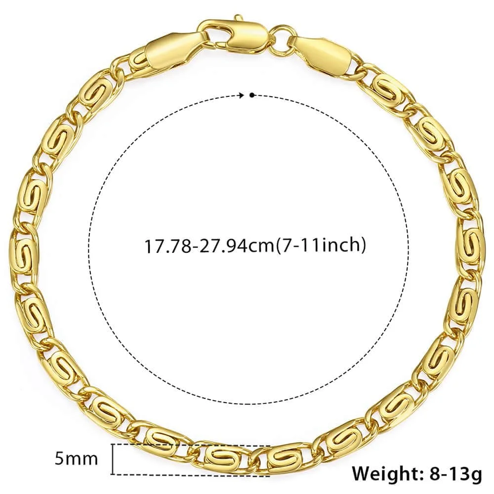 Trendsmax модные 585 розовое золото женский браслет цепочка с улиткой 5 мм 18 см-25 см GB179A - Окраска металла: Yellow Gold GB277