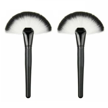 

RANCAI 2 Pcs Makeup Brush Set, Fan Brush, Face Loose Powder Brush, Foundation Blush Brush, Makeup Tools