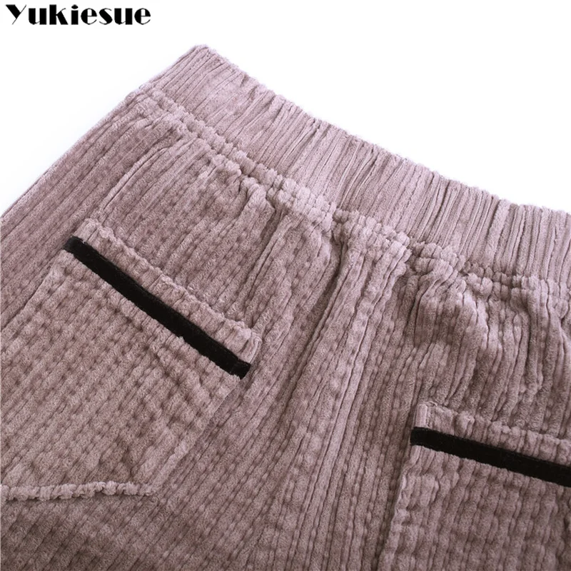 Осенние женские вельветовые штаны Pantalon Mujer, штаны-шаровары с эластичной талией размера плюс 3XL, повседневные спортивные штаны, обтягивающие штаны