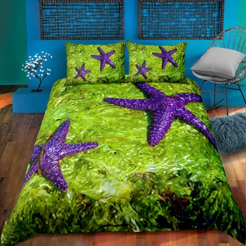 

Starfish Animal Theme Bedding Set Bedroom Decor 100% Microfiber Soft Hypoallergenic Zipper 1PC Duvet Cover with Pillowcases