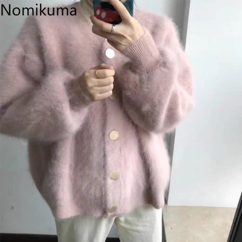 Nomikuma 2020 осень зима новый норковый кашемировый свитер пальто повседневный