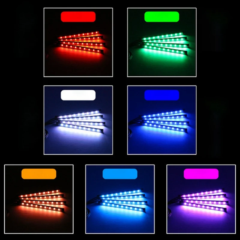 Автомобильный светодиодный RGB музыкальный звук, активная функция, Светодиодная лента, дистанционное управление/Голосовое управление/приложение, ножные лампы, автомобильная атмосферная лампа