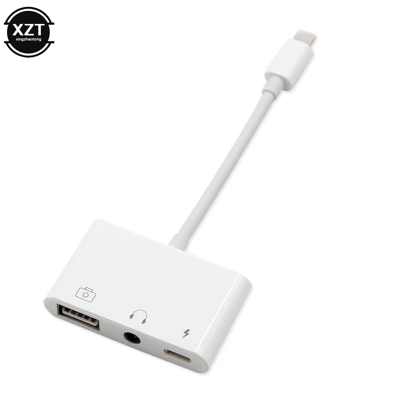 3 в 1 адаптер конвертер для Lightning до 3,5 мм аудио OTG USB 3,0 камера считыватель с зарядным портом для iphone XS XR iPad/iPod