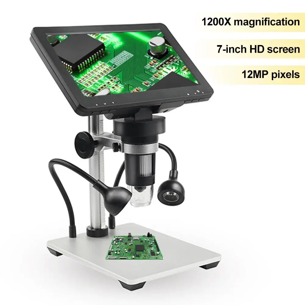 Adequado para Placas de Circuito Microscópio com 7 Microscópio Digital Ampliação Polegada Tela hd Ensino Observando Antiguidades 1200x