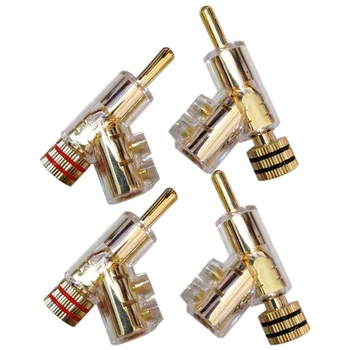 

4 Pcs of Audio Banana Plug Connector Speaker Cable Accessories 45 Degree Locking Screw Welding