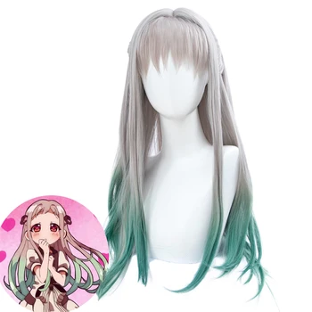 

DIFEI Long Straight Gray Green Ombre Lolita Party Wigs for Women Halloween Anime Jibaku Shounen Hanako-Kun Synthetic Cosplay Wig
