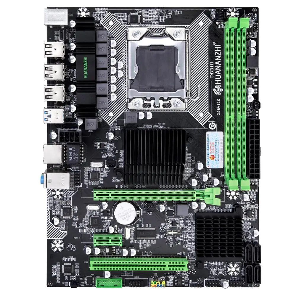 Материнская плата HUANANZHI X58 Pro LGA1366 с ЦП Xeon W3690 3,46 GHz 6 тепловых кулеров ОЗУ 16G(2*8G) GPU GTX1050TI 4G видеокарта