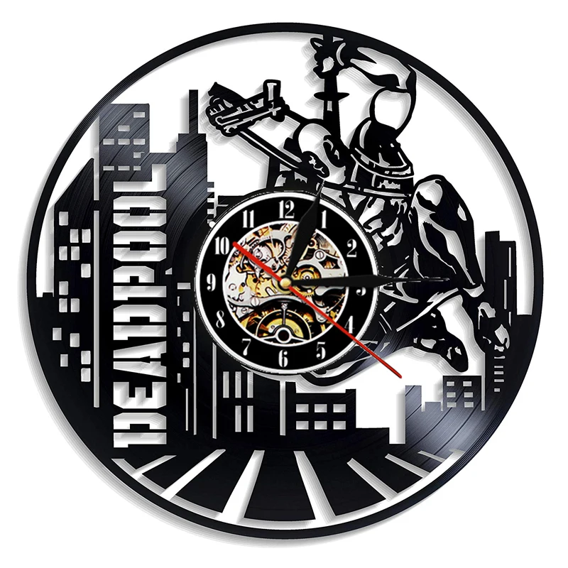 9 Vintage Vinyl Record Wall Clock Modern Design Deadpool Marvel Comics Hanging Watch Vinyl Wall Clocks Home Decor Gifts for Men - Цвет: 9