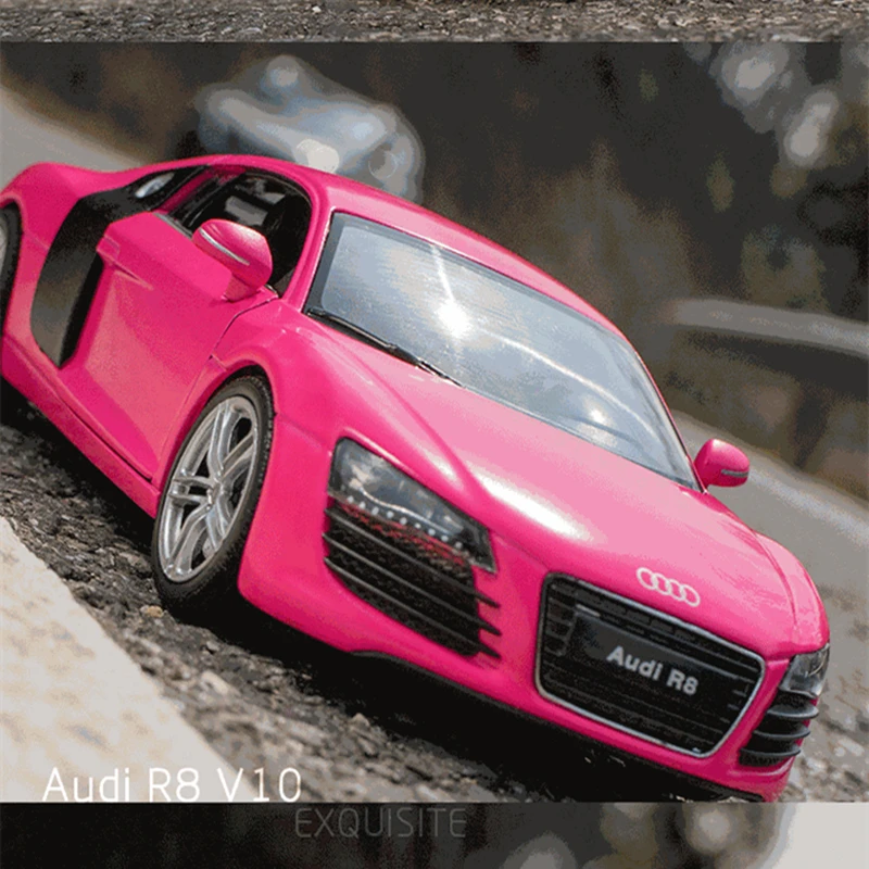 Welly 1:24 Audi R8 V10 Розовая модель автомобиля из сплава моделирование украшения