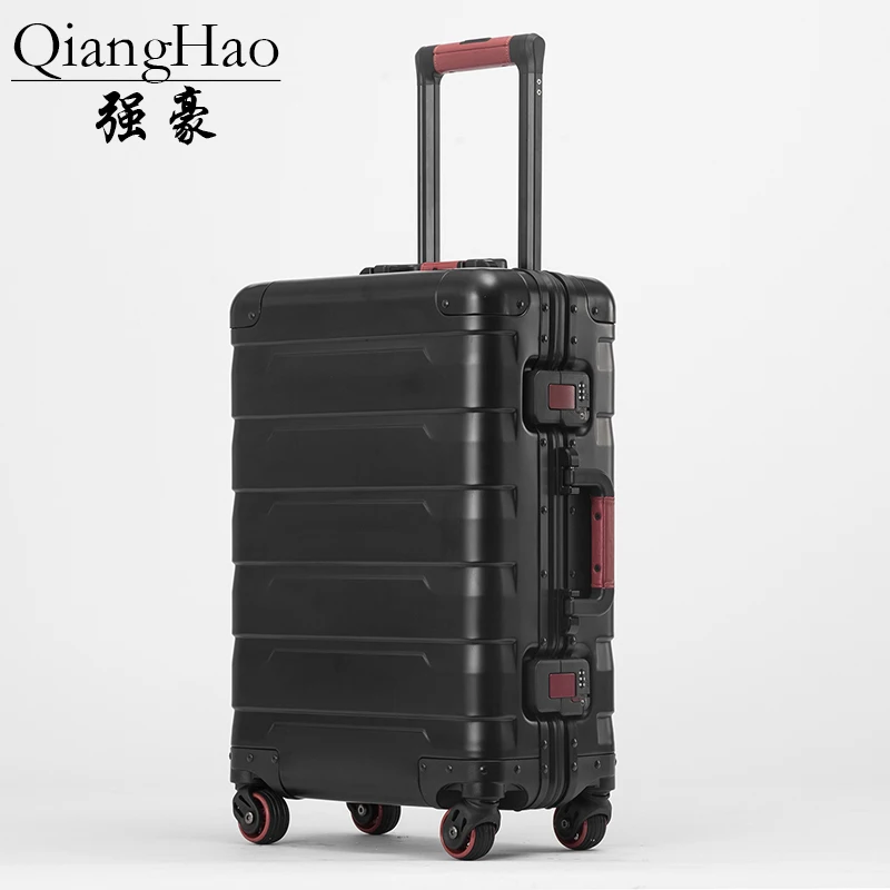 QiangHao Все Алюминий чемодан Hardside Прокат троллейбусов Дорожный чемодан 20 вести 24 26 проверено