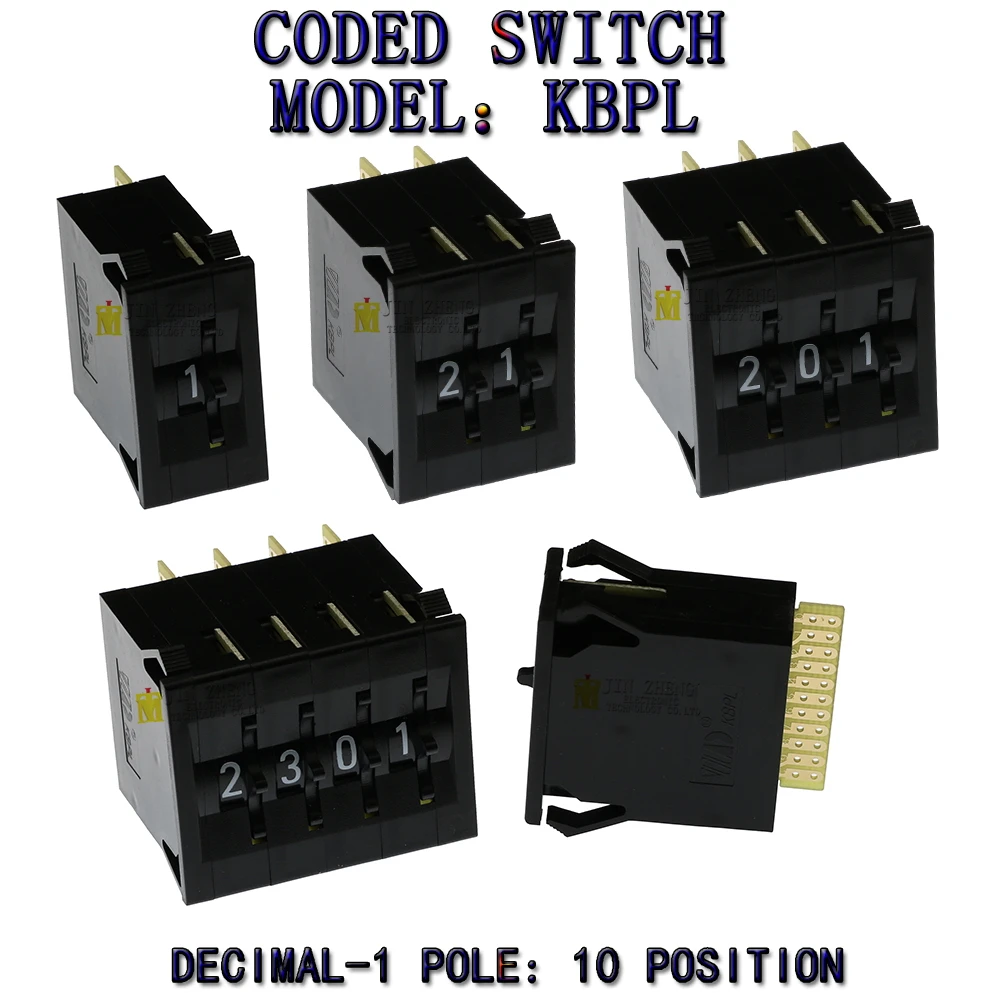 KBPL BCD Code Binary Output Switches/ThumbwheelSwitches 0-9C Gold Plated terminal block 0-9 Digits Decimal Code Black