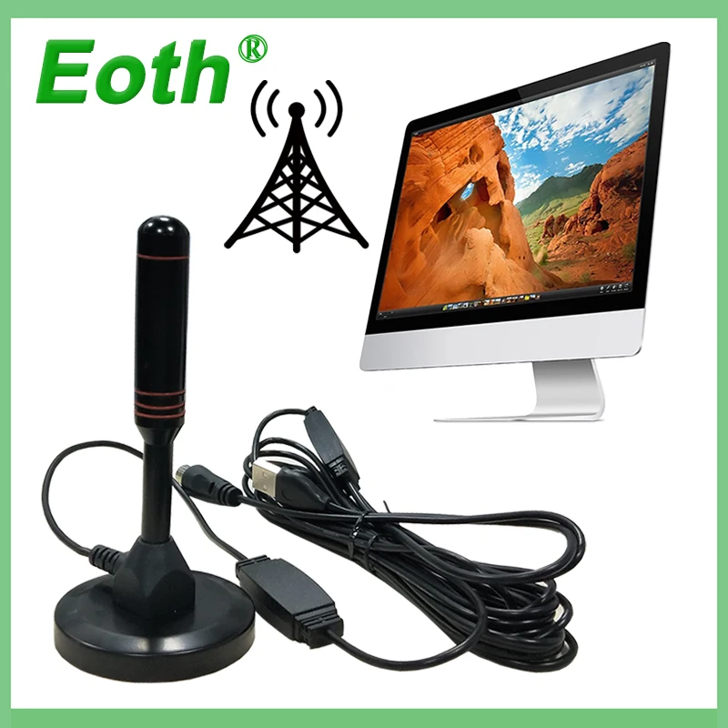 Eoth внутренняя усиление 25dBi цифровой DVB-T/fm Freeview Антенна ПК для ТВ HD tv 1080P цифровые беспроводные телевизионные антенны черный
